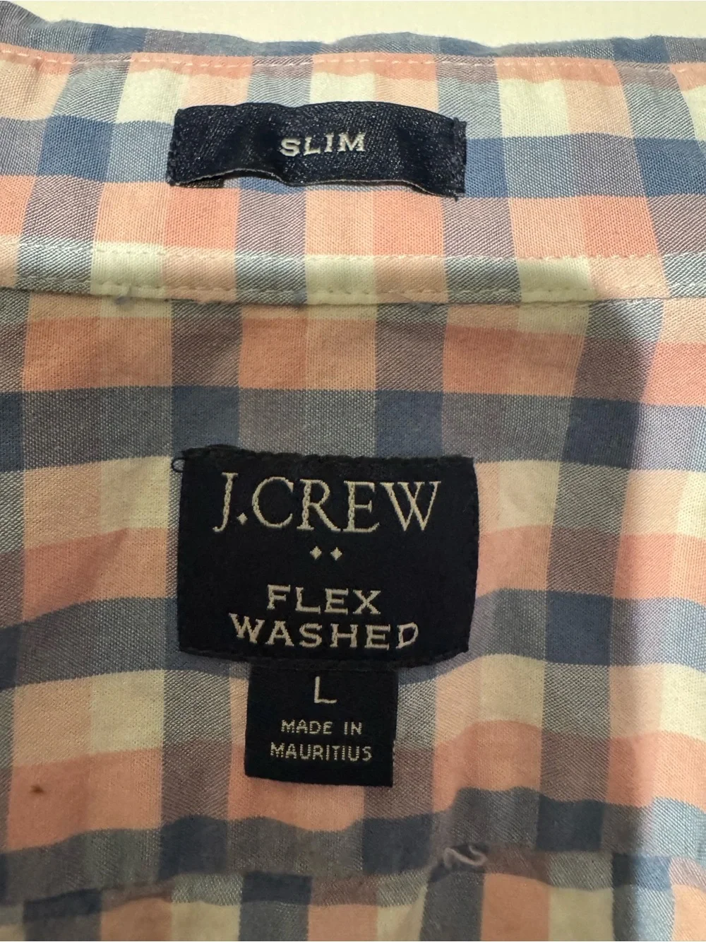 J.Crew Flex Washed Slim Fit Plaid Button Down Shirt Large Pink Blue Check